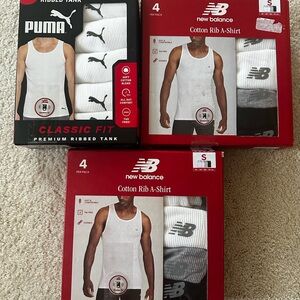 3 New Balance PUMA Men's Cotton Rib A-Shirt 4-Packs - White